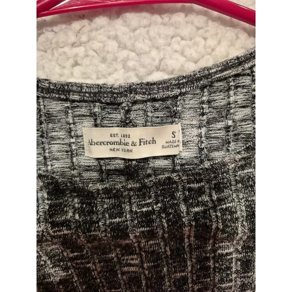 Abercrombie & Fitch Heathered Crew Neck Ribbed Short Sleeve Sweater Dress S - Picture 3 of 4